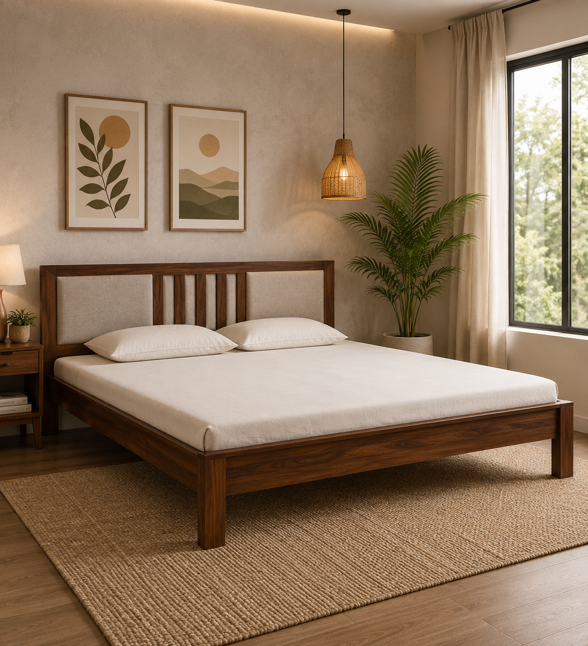 Uovanta-Elegant-Natural-Texture-Wooden-Queen-Bed-for-Stylish-Bedrooms-classic-wood-1.webp Uovanta Elegant Natural Texture Wooden Queen Bed for Stylish Bedrooms - Image 1