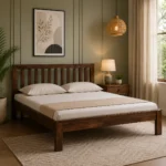 Jenvoria Modern Natural Finish King Size Wooden Bed with Premium Design