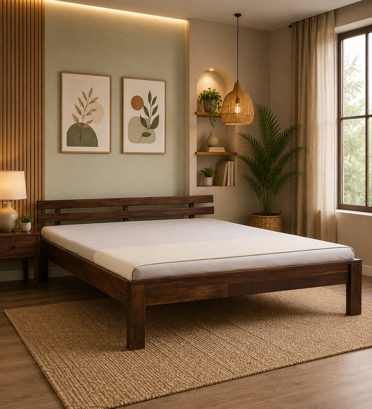 Yorvella-Contemporary-Natural-Oak-Wood-Bed-with-Elegant-Headboard-Design-classic-wood-1.webp Yorvella Contemporary Natural Oak Wood Bed with Elegant Headboard Design - Image 1
