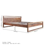 Eephora Solid Sheesham Wood Queen Size Bed with Natural Walnut Finish - Image 3