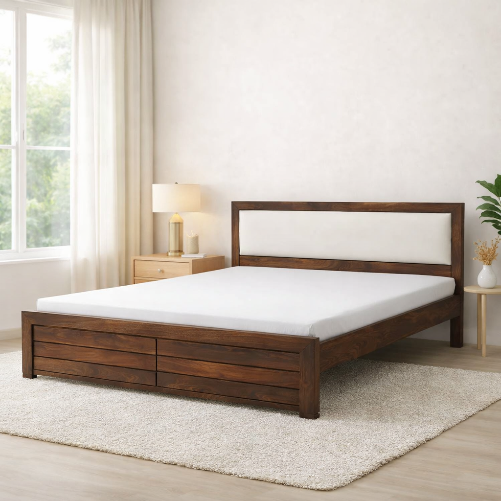 Creviano-Elegant-Solid-Wood-Bedroom-Bed-with-Natural-Finish-classic-wood-1.webp Creviano Elegant Solid Wood Bedroom Bed with Natural Finish - Image 1