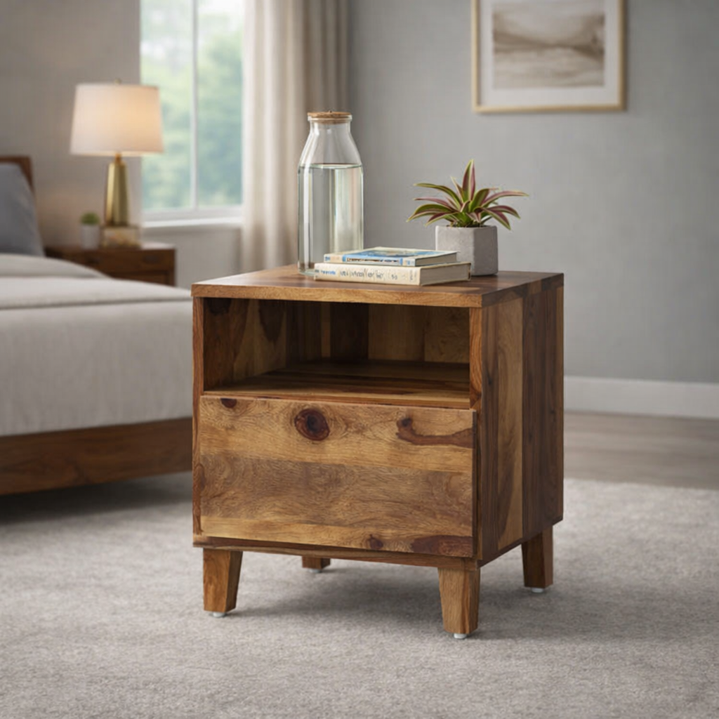 Rlvara-Wooden-Night-Stand-with-Open-Shelf-Storage-classic-wood-1.png Rlvara Wooden Night Stand with Open Shelf Storage - Image 1