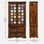 Lohemia Sheesham Wood Storage Cabinet with Decorative Tiles - Image 3