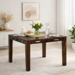 Kilgiri Premium Teak Wood 4 Seater Rectangular Dining Table in Walnut Finish