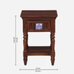 Fhuya Acacia Wood Bedside Table in Raw Honey Finish with Cabinet - Image 2