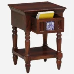 Fhuya Acacia Wood Bedside Table in Raw Honey Finish with Cabinet - Image 3