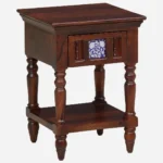 Fhuya Acacia Wood Bedside Table in Raw Honey Finish with Cabinet - Image 5