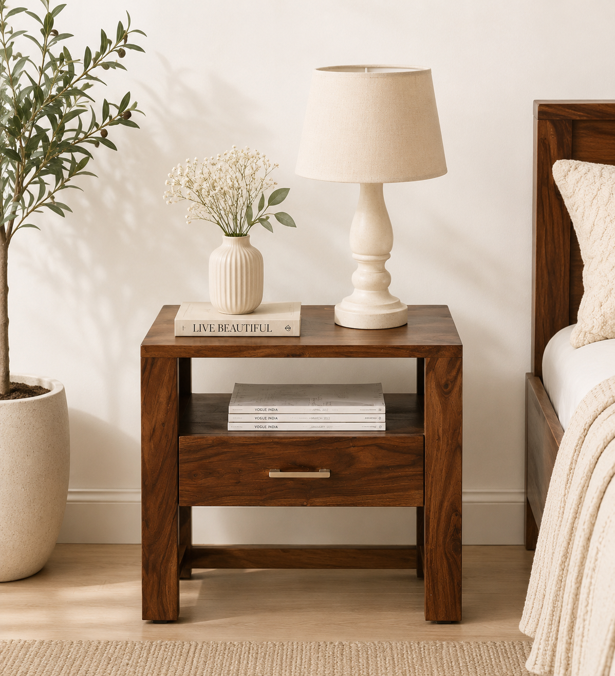 classic-wood-7-2.webp Brynn Mango Wood Bedside Table in Natural Brown Finish - Image 1