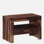 Tavrin Sheesham Wood Nightstand in Burnt Sienna Finish with Drawer - Image 4