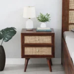 Felorn Sheesham Wood Bedside Table in Twilight Walnut Natural Finish