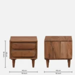 Sovren Solid Wood Bedside Table in Warm Clay Natural Finish - Image 7
