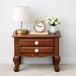 Lurven Sheesham Wood Bedside Table in Smoked Almond Natural Finish