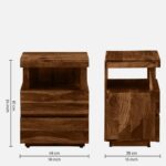 Pelvyn Sheesham Wood Bedside Table in Sunlit Stone Natural Finish - Image 3