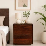 Zovren Solid Wood Bedside Table in Dusty Ember Natural Finish