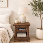CapleEdge Wooden Bedside Table in Natural Finish