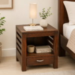 Benvique Elegant Wooden Bedroom Side Table