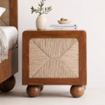 Frventis Luxury Wooden Side Table for Bedroom Decor