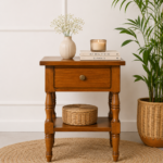 Mrvento Luxury Sheesham Wood Bedside Table with Storage Drawer