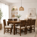 Crlena Handcrafted Wooden 8 Seater Dining Table Set for Modern Homes