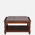 Birchwood Round Coffee Table with Wicker Shelf in White - Image 5
