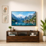 Cedarvale Acacia Solid Wood Media Unit in Stain Resistant Golden Teak Finish