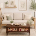 Neem Wood Handcrafted Coffee Table in Distressed Grey Finish