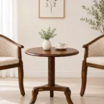 Elm Wood Industrial Coffee Table with Metal Frame in Smoke Grey