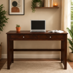 lovly Writing Table In Dark Walnut Finish