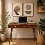 Mans Sheesham Wood Writing Table In Scratch Resistant Provincial Teak Finish