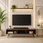 Nirvan Rustic Solid Wood TV Stand In Warm Matte Teak Finish