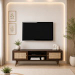Vabir Large Solid Wood TV Cabinet In Classic Rustic Grain Finish