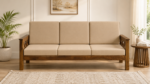 Tezal Sheesham Wood 3 Seater Sofa In Beige Colour