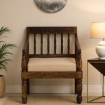 Oslo Premium Sheesham Wood Single Seater Sofa Chair in Honey Oak Finish