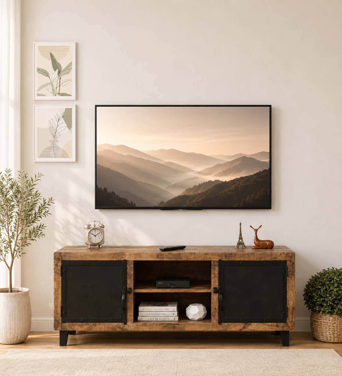 Oakven-Engineered-Wood-TV-Cabinet-with-Drawer-Storage-in-Natural-Teak-classicwood-1-1.png Oakven Engineered Wood TV Cabinet with Drawer Storage in Natural Teak - Image 1