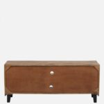 Oakven Engineered Wood TV Cabinet with Drawer Storage in Natural Teak - Image 5