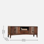 Nestara Solid Wood TV Cabinet with Glass Shutter Doors in Warm Chestnut - Image 2