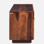 Caswell Engineered Wood TV Unit with Side Cabinets and Mesh Door in Walnut - Image 2