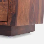 Caswell Engineered Wood TV Unit with Side Cabinets and Mesh Door in Walnut - Image 3