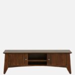 Reganzo Sheesham Wood TV Cabinet with Geometric Carved Doors in Ebony Finish - Image 2