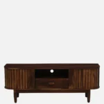 Imperva Solid Wood TV Stand with Fluted Panel Doors and Satin Gold Handles - Image 5