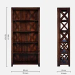 Driftola Mango Wood Book Rack with Rustic Distressed Finish and Iron Brackets - Image 3