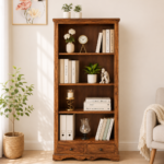 Praangan Solid Sheesham Wood Bookshelf in Walnut Brown Finish