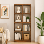 Stambh Solid Sheesham Wood Book Rack in Teak Brown Finish