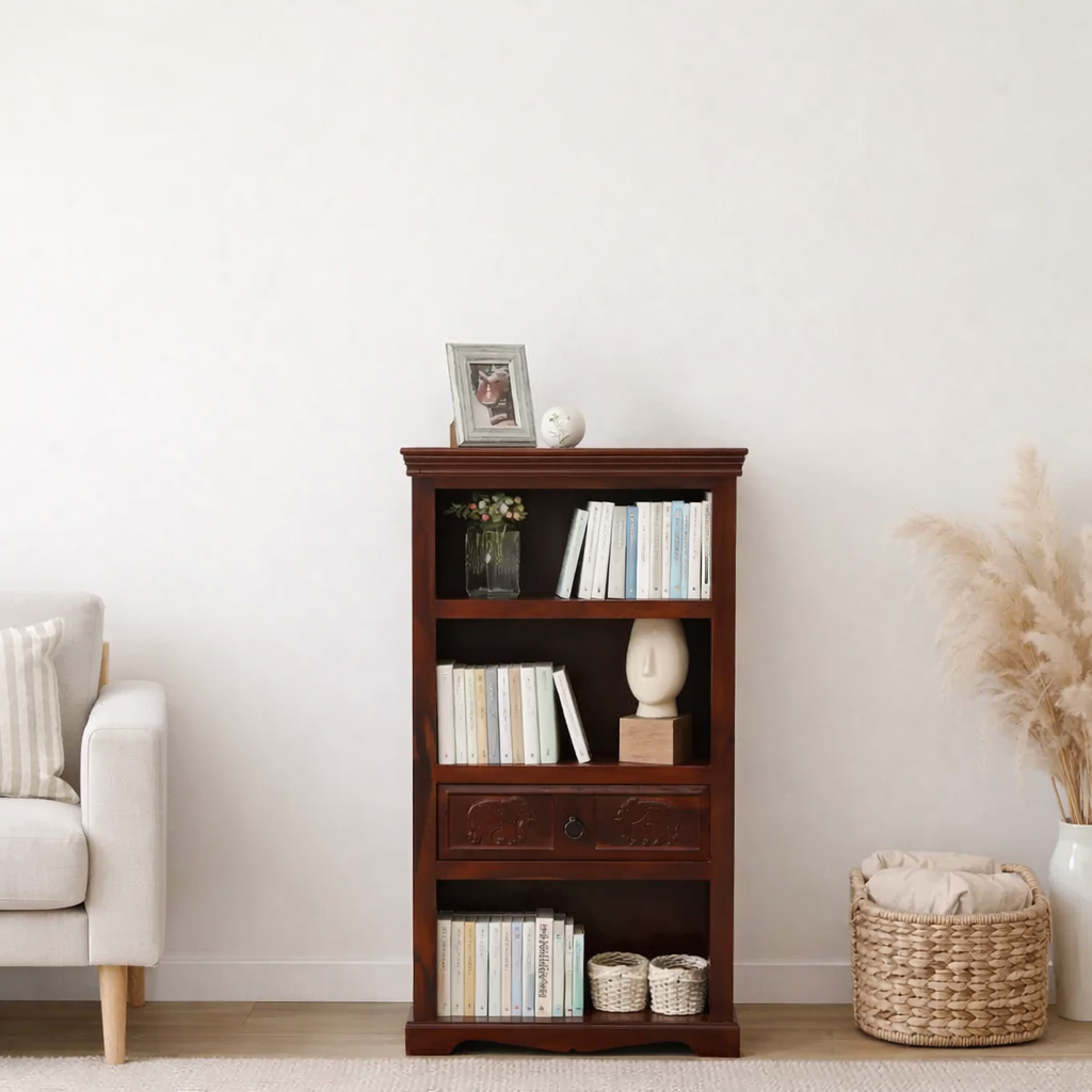 Pancham-Solid-Sheesham-Wood-Bookshelf-in-Honey-Natural-Finish-classic-wood-1.png Pancham Solid Sheesham Wood Bookshelf in Honey Natural Finish - Image 1