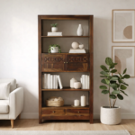 Kramik Solid Sheesham Wood Bookshelf in Natural Oak Finish