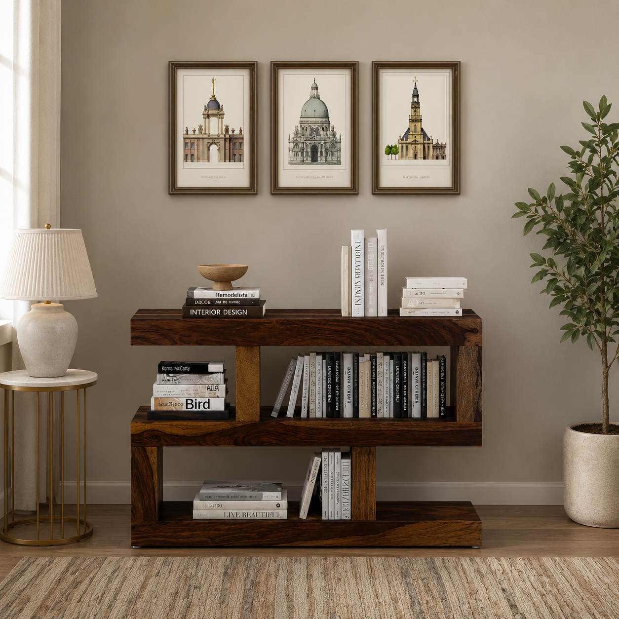 Vihaan-Sheesham-Wood-Bookshelf-classicwood-1.png Vihaan Sheesham Wood Bookshelf - Image 1