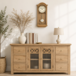 Myra Solid Wood Storage Cabinet With Shelves In Honey Oak Finish