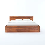 Norin Mango Wood King Size Hydraulic Storage Bed in Honey Oak Finish - Image 4