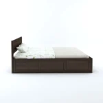Brynn Teak Solid Wood Double Bed With Box Storage in Provincial Teak Finish - Image 4
