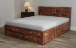 Veron Acacia Wood Double Bed With Drawer Storage in Natural Light Finish - Image 8